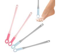 BESTonZON 4 Pcs Foot Scrubber Brush with Long Handled Sponge for Toe Gap Cleaning Silicone Foot Scrubber for Shower Use with Long Handle for Effective Exfoliating