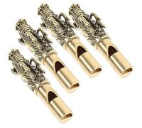BESTonZON 4 Pieces Brass Dragon Head Whistle Keychain Portable Camping Emergency Whistles Delicate Decorative Outdoor Survival and Travel