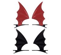 BESTonZON 4 Pieces Halloween Bat Wing Hair Clips PU Leather Devil Wing Hairpins Black and Red Set Halloween Party Hair Accessories for Cosplay and Festival
