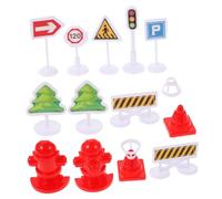 BESTonZON 4 Sets Miniature Traffic Sign for Bright Color Road Signal Models Lightweight Educational Playsets for Interaction and Traffic