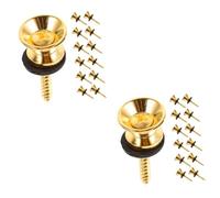 BESTonZON 40 Sets Guitar Studs Strap Lock for Bass Eletric Guitar with Bass Strap Lock Belt for Buckle Bass Straps Pegs Guitar Accesories End Pin for Guitar Schaller Strap Locks Alloy Golden