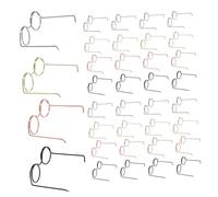 BESTonZON 40pcs Miniature Doll Glasses Round Metal Frame Eyewear for DIY Crafts Tiny Dollhouse Decoration Stylish Accessories Gold Silver Rose Gold and Black for Doll Costumes and Creative