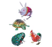 BESTonZON 4pcs Assorted Clockwork Educational Wind-up Jumping Animal for Smooth Polished Iron Rabbit and Squirrel Figures Safe