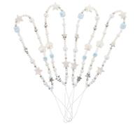BESTonZON 4pcs Beaded Phone Charm Wrist Strap for Mobile Phones and Cameras, White Resin Star and Shell Design, Prevents Accidental Drops and Frees Your Hands, for Beach Party and Travel Use