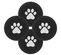 BESTonZON 4pcs Black Car Coasters with Anti-skid and Heat Resistance Features, round Pvc Drink Cup Holder Pads for Car Interior Accessory