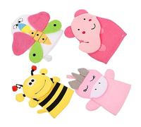 BESTonZON 4pcs Cartoon Bathing Gloves Adorable Animals Exfoliating Gloves Boys and Girls Bath Supplies for Boy Girl Shower Exfoliating Mitt Random Style