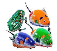 BESTonZON 4pcs Cartoon Clockwork Toys Wind-up Animal Playthings for Boys and Girls Safe Fun Retro Design Includes Frog Mice for Parties and Childhood Nostalgia