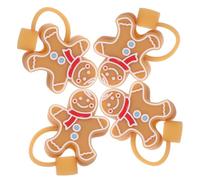 BESTonZON 4pcs Christmas Straw Plug Caps 1.57 Inch Reusable Silicone Straw Tips Cover Cute Gingerbread Man Fits 0.8cm Easy to Attach and Remove