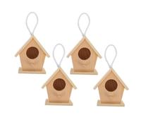 BESTonZON 4pcs DIY Mini Hanging Birdhouses Unfinished Wood Backyard Bird House Kits for Outdoor Garden Decoration and Charming Party Decor Compact Space-saving Design for Hummingbird