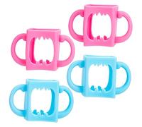 BESTonZON 4pcs Essential Bottle Holder Silicone Bottle Handles for Sippy Cup Non-Slip Heat Resistant for Comfortable to Hold Fall Protection