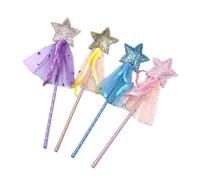 BESTonZON 4pcs Fairy Wand Star Cat Teaser Stick Pet Plaything Bright Colors Material
