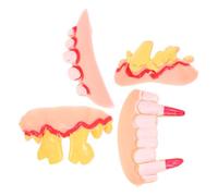 BESTonZON 4pcs Fake Teeth Costume Funny Dentures for Halloween Spooky Parties and Role Playing Create Hilarious Atmosphere with Realistic Cosplay Props