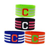 BESTonZON 4Pcs Football Captain Armbands Elastic Sports Arm Bands for Soccer Rugby Basketball and Hockey Portable Team Captain Armbands Blue Green Orange Black