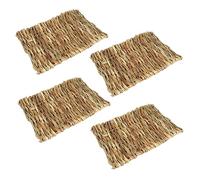 BESTonZON 4pcs Hand Woven Hamster Grass Mat Edible Straw Mat for Small Pets Rectangular 28x20cm Bedding for Guinea Pigs Rabbits and Hamsters