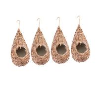 BESTonZON 4pcs Hanging Bird Nests Artificial Woven Straw Birds Nest for Balcony Garden Decoration Breeding