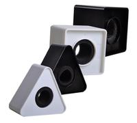 BESTonZON 4pcs Microphone Logo Covers with Black and White Square Triangle Flags Lightweight Sponge and Abs Material Microphone Flag Stations for Tv Conference Interview Use