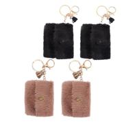 BESTonZON 4pcs Mini Coin Purse Keychain Set for Women, Portable Small Change Pouch Wallet in Black and Khaki, Compact Tiny Coin Holder for Everyday Carry and Travel