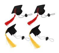 BESTonZON 4Pcs Mini Graduation Caps with Tassel for Pets Adorable Puppy Cat Graduation Hats Comfortable Doll Accessories for Celebrating Achievements and Parties