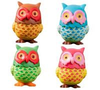 BESTonZON 4pcs Mini Resin Owl Figurines Artificial Birds Decor for Garden Home Office Tabletop Faux Owls for Micro Landscapes Party Decorations