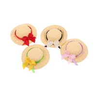 BESTonZON 4pcs Miniature Doll Hats: Small Handwoven Straw Hats Simulated Tiny Caps For Diy Craft Projects Home Party Dollhouse Decorations
