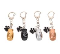 BESTonZON 4PCS Pet Memorial Pendant Keychain for Dog Cat Paw Print Cremation Urn Compact Lightweight Metal Capsule Keepsake Holder for Ashes Hair Resistant Construction