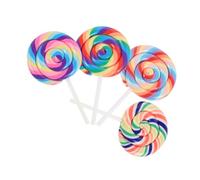 BESTonZON 4pcs Realistic Lollipop Charms Bright Simulated Candy Photo Props for Dollhouse Scrapbooking Phone Case Decoration Versatile Rainbow Swirl Sweets Embellishments