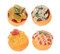 BESTonZON 4pcs Realistic PVC Takoyaki Models Japanese Snack Simulation Food Props for Restaurant Display Cafe Decor Interactive Learning Cooking Accessories Party Decoration