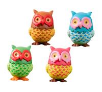 BESTonZON 4pcs Realistic Resin Owl Decorations Artificial Birds for Home Garden Micro Landscape Lifelike Craft Props in Blue Green and Rose Red