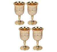 BESTonZON 4pcs Retro Golden Wine Goblets European Style Drinking Cups for Whisky Wine and Cocktails Elegant Party Glassware for Banquets and Home Decor