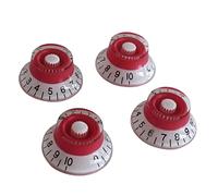 BESTonZON 4pcs Round Red White Knobs Black Letters for Electric Guitar Volume Tone Control Replacement Guitar Parts Accessories