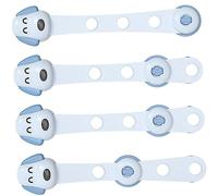 BESTonZON 4Pcs Safety Cabinet Locks Drawer Locks with Strong Adhesive for Doors Refrigerators Wardrobes Flexible Strap Prevents Pinching Fingers