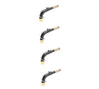 BESTonZON 4pcs Saxophone Bent Neck Saxophone Mouthpiece Kit Saxophone Neck Saxophone Parts Kit Sax Mouthpiece for Home Alto Sax Neck Alto Sax Part Silver Brass Black Nickel Plated