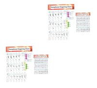 BESTonZON 4pcs Saxophone Learning Reference Poster Charts for Practice Beginner Fingering Chart Music Poster for Novice