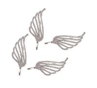 BESTonZON 4pcs Silver Bridal Hair Clips Angel Wing Crystal Barrette Set for Wedding and Banquets Elegant Rhinestone Hair Decoration Made of Zinc Alloy Reliable and Eye Catching