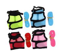 BESTonZON 4pcs Small Pet Rabbit Hamster Vest Harness Set with Leash, Soft Breathable Mesh, Medium Size, Outdoor Walking Harness for Guinea Pigs, Ferrets, and Small Animals