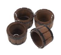 BESTonZON 4pcs Small Wooden Basin in The Doll House Home Decor Dollhouse Kitchen Decor Mini Wood Barrel Mini Barrel Miniature Wooden Bucket Dollhouse Kitchen Accessories Tiny Bucket Coffee