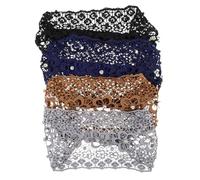 BESTonZON 4pcs Stretchy Wide Beaded Lace Headband with Faux Pearls for Women Comfortable Studded Hair Accessory for Secure Fit Versatile Use at Parties Spa and Daily Wear Set