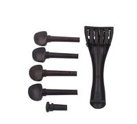 BESTonZON 4pcs Violin Tailpiece Set Ebony Wood Tuning Pegs Built Fine for Violin Accessories for Music Practice and Performance
