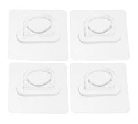 BESTonZON 4pcs Wall Adhesive Hooks Shower Rod Bracket Acrylic Round Hooks Sleek Multifunctional Design Use Home Kitchen Towel Hanger