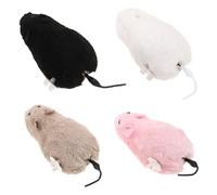 BESTonZON 4pcs Wind-up Mouse Toy Cat Fake Mice Plush Rat Toy for Cats Dogs Realistic Furry Clockwork Mechanism Soft and Portable Pet Entertainment