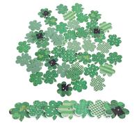 BESTonZON 50pcs Wooden Shamrock Buttons for St Patrick’s Day DIY Sewing Crafts, Lucky Irish Leaf Accents for Clothing, Hat Accessories, and Party Decorations