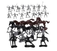 BESTonZON 52pcs Miniature Knight Soldier Figures with Horses Medieval Micro Landscape Models for Mini People Figurines for Garden Decor School Projects and DIY Scenes