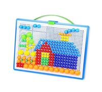 BESTonZON 592Pcs Mushroom Nail Pegboard Puzzle Set, 27.5X19Cm Educational Pegged Jigsaw for Early Childhood Creativity and Fine Motor Skill Development, Random Colors Random Color