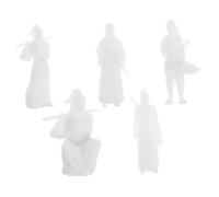 BESTonZON 5pcs Ancient Chinese Warrior Figurines Miniature Micro Landscape Ornaments for Bonsai Terrariums Desk Decor with Detailed Resin Craftsmanship
