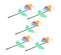 BESTonZON 5Pcs Colorful Sunflower Windmill Outdoor Pinwheel Playthings for Garden Lawn Decor Carnival Prizes Lightweight Easy Assembly