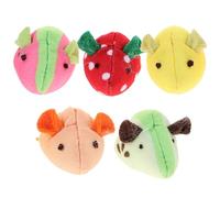 BESTonZON 5pcs Fruit Mouse Cat Plush Catnip Kitten Chew Indoor Soft Cotton Mice Set (strawberry, Watermelon, Kiwi, Orange, Lemon)