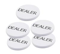 BESTonZON 5Pcs Multifunctional Poker Chip Buttons White Dealer Blind Chips for Bingo Games Tournament Use Reward Counting Tokens