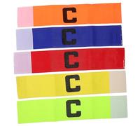 BESTonZON 5pcs Portable Elastic Captain Armbands for Soccer Football Non-slip Breathable Team Bands in Yellow Red Green Comfortable Fit Sports Leadership Accessories
