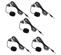 BESTonZON 5pcs Professional Lavalier Microphone Clip-microphone for Phone Live Broadcast Conference Black