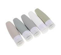 BESTonZON 5pcs Travel Size Bottles for Toiletries Silicone Dispensing Bottle Refillable Leak Proof Squeezable Containers for Shampoo Travel Accessories with 90ml Capacity 5.63x1.38x1.38in